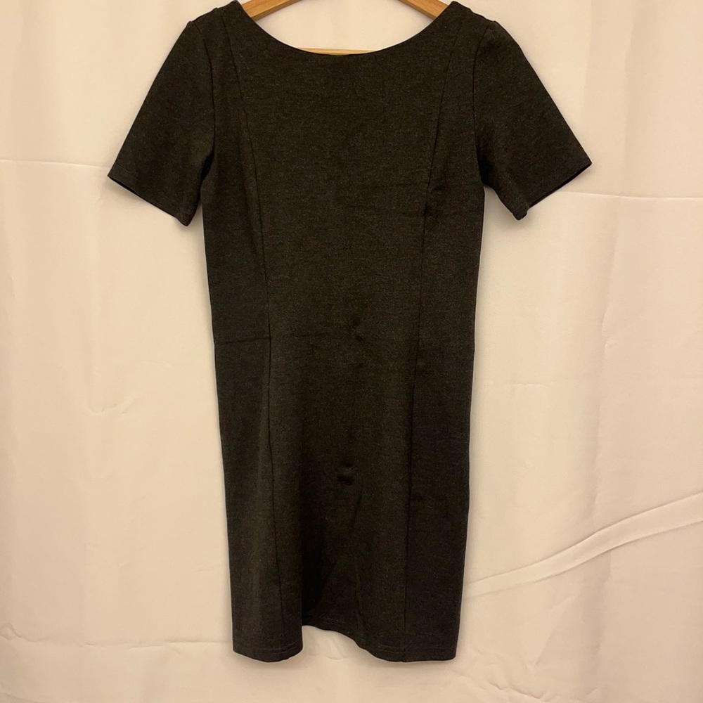 Elegant Charcoal Short Sleeve Dress